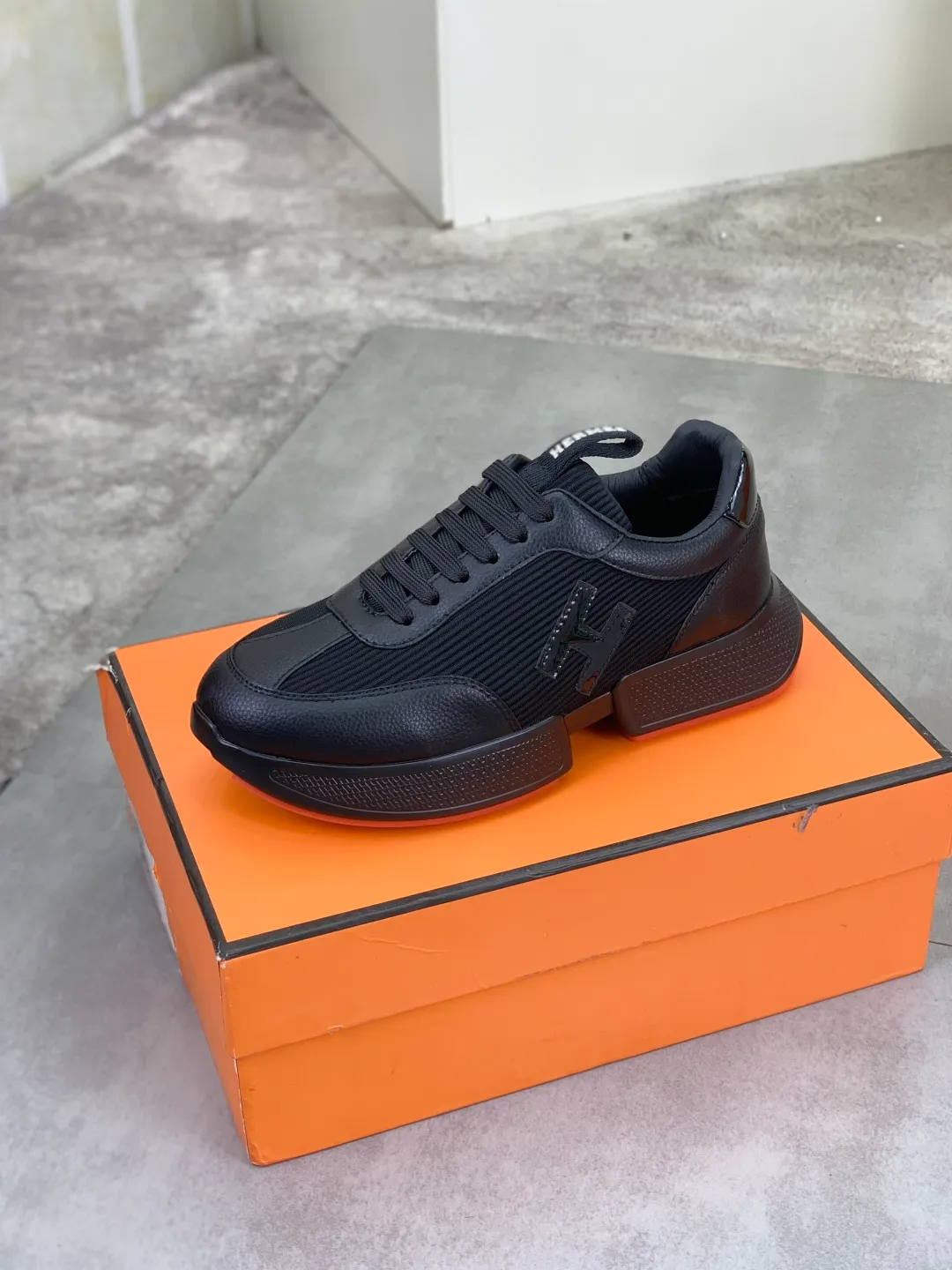 Men's men's shoes P460 new style [HERMES] Hermès - High-end quality original order - Upper: 🔝Nappa calfskin, sewn brand 'H' totem - Inner: water-dyed cowhide - Outsole: ultra-light TPU foam; molded outsole - Ultra-high quality control·Fine workmanship: highlighted (high-end·nobility·grade) -Size: 38-44 (45 can be customized)·